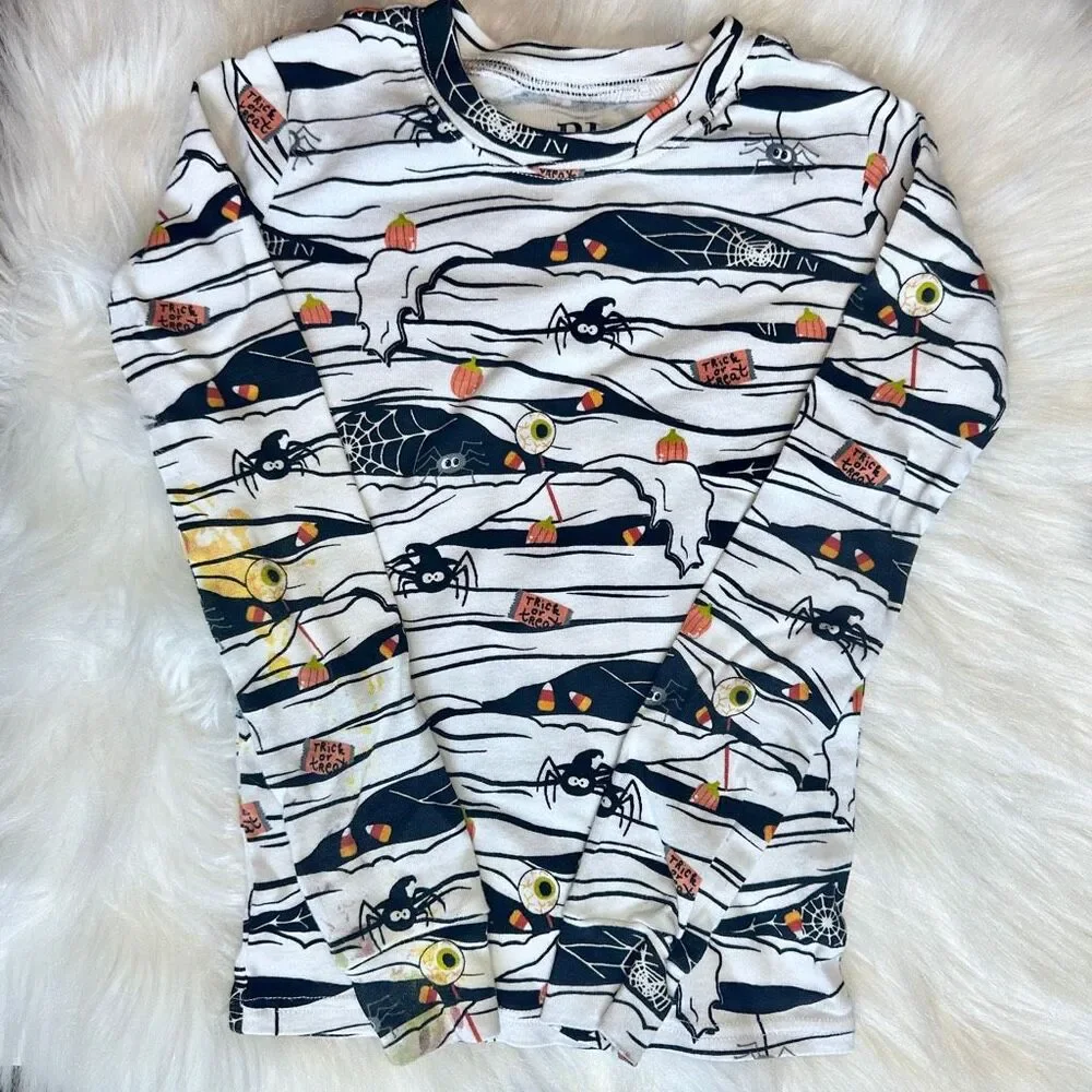 Halloween Pajamas Set Boys Long Sleeve 2-pc Glow Mummy Size 7 Preowned PJ Place